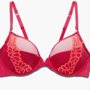 PRICE DROP!! NWT / Savage Not Sorry Half Cup Bra with Lace/40 D/Goji Berry Red